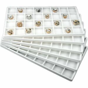 6 White Jewelry Tray Inserts 32 Compartments Display