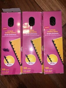 Lot Of 3 Boxes Binding Spines/Spirals/Coils,1/4&#034; Diameter,25 Sheet Capacity