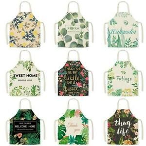 Kitchen Apron Leaves Sleeveless Cotton Linen Aprons Tools Cooking Home C7L6