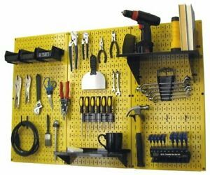 4FT METAL PEGBOARD STANDARD TOOL STORAGE KIT - YELLOW TOOLBOARD WITH HOOKS