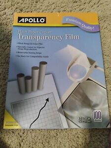 Apollo VPP201CE Plain Paper Copier Transparency Film100 Sheets 8.5x11 SHIPS FAST