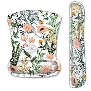 EkuaBot Floral Flower Keyboard Wrist Rest Pad &amp; Mouse Wrist Rest Support Pads &amp;