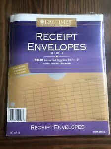 Day-Timer Receipt Envelopes | 8.5 x 11” | #94148 | Set of 12 | New