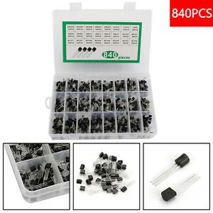 24 Value 840pcs Transistor TO-92 Assortment NPN PNP DIY kit 2N2222-S9018 / BC327