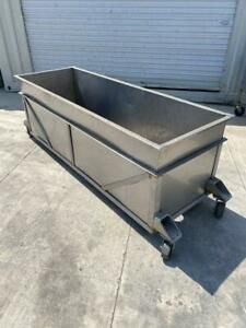 84&#034; x 26-3/4&#034; x 27&#034; DEEP PORTABLE STAINLESS STEEL BIN TUB w/ DRAIN