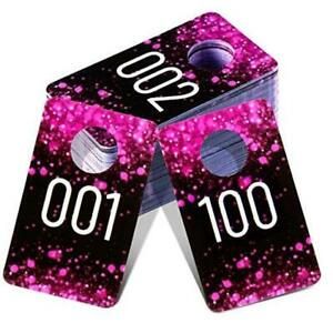Live Plastic Number Tags Consecutive Live Number Tag, Reusable 100 Rose Red