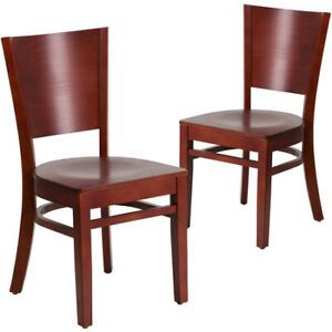 FLASH FURNITURE 2-XU-DG-W0094B-MAH-MAH-GG Lacey Series Solid Back Mahogany Wood