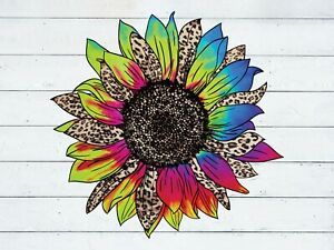 Leopard Sunflower Tie Dye Ready to Press Sublimation Transfer, Ready to Use