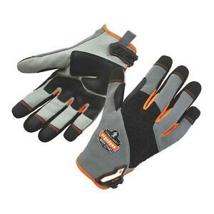 PROFLEX 710 Mechanics Gloves, L, Gray, Padded Palm, Reinforced