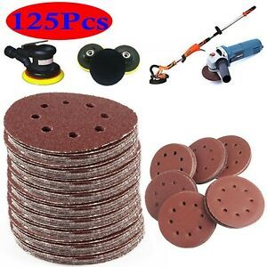 125pcs 125mm - 5\ Sanding Discs 40 60 80 120 240 Grit Orbital Sander Pads