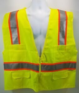 M) Brite Threads Neon Yellow Reflective Safety Vest Workwear Size 2XL