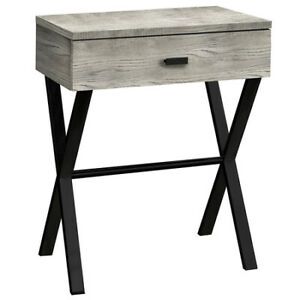 MONARCH SPECIALTIES I 3451 Accent Table - 24&#034;H / Grey Reclaimed Wood / Black