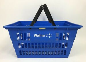 Authentic Original Wal-Mart Blue Plastic Shopping Basket - Full Sized/Not A Toy
