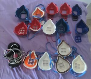 3D Masks, 16 Used. Some parts separated, missing-see top row 10 in pic.