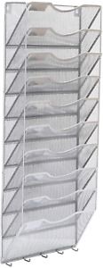 Easypag Mesh Metal 10 Pocket Wall File Holder Organizer Hanging Magazine Rack wi