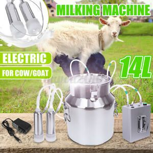 14L Portable Electric Milking Machine Vacuum Pump Milker For Farm Cow Sheep Goat