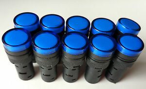 New 10pcs 110V AC DC 16mm Blue LED Indicator Signal Light AD16-16C