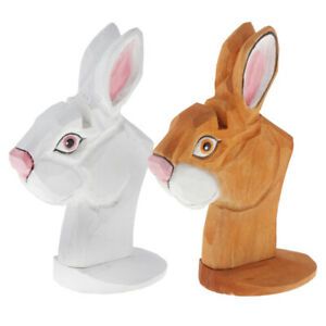 2pcs Wood Carving Rabbit Eyeglasses Holder Stand Rack Spectacles Display