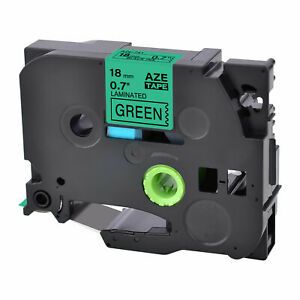 1PK Fits Brother P-Touch TZ-741 TZe-741 Black on Green Label Tape 0.7&#034; 18mm