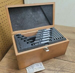 Starrett 436 Series 0”-6&#034; Range Outside Micrometer Set Tools w/ Wooden Case