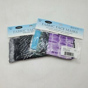 Boho Me Collection Adult Face Masks Multi Print and Tie Dye 4-PC Set  (Lot of 2)
