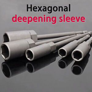 6Pcs 80mm Length Deepen Power Nut Driver Drill Bit Set Impact Socket Adap SF