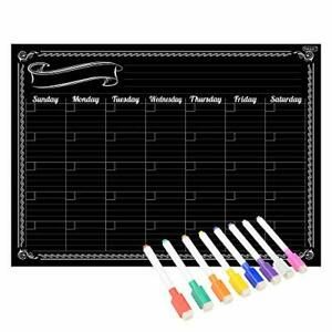 Magnetic Refrigerator Chalkboard,Calendar Monthly Planner, Dry Erase (Black)