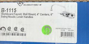 T&amp;S Brass B-1115 Manual, 4&#034; Mount, 2 Hole Low Arc Laundry Sink Faucet