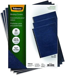 Fellowes Binding Grain Presentation Covers, Letter, Navy, 50 Pack 52124