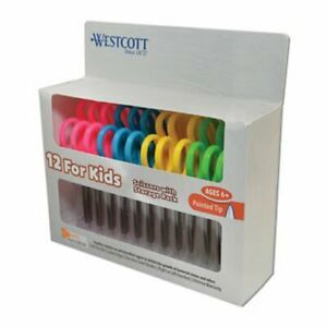 Westcott Kids Scissors w/ Microban Protection, Pack of 12, 5&#034; Pointed (ACM14872)