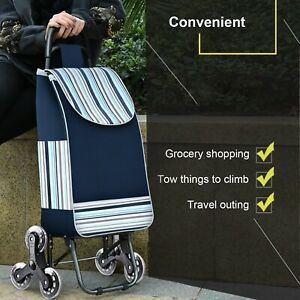 Shopping Cart Grocery Stair Climber Cart With 33L Shopping Bag 110lbs Large Load