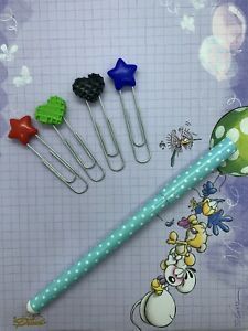 Handmade Cute Waffle Heart Star Glitter Paperclips Stationery Kawaii New