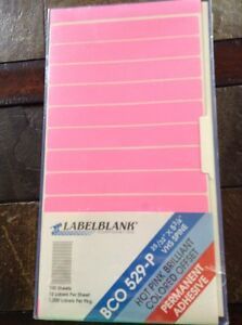 1,200 25/32&#034; x 5 3/4&#034; hot pink label, new in package labels, VHS size multi disc
