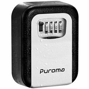 Puroma Security Key Lock Box, 4-Digit Combination Waterproof (Black &amp; Gray)