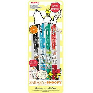 Zebra Gel Ballpoint Pen Sarasa Clip 0.5 Snoopy 4 Color Set B JJ29-SN4-4C-B NEW