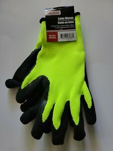 Tool Bench Neon Yellow Work Heavy Duty Latex Gloves Grip One Size