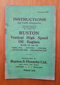 Ruston &amp; Hornsby Vertical High Speed Oil Engines Instruction Book