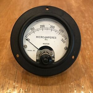 Vintage Weston Electrical Instrument Gauge Model 301 Microamperes D.C. 0-500