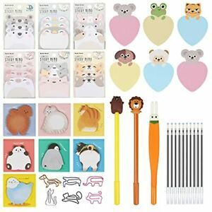 Cute Sticky Notes,19 PCS Kids Sticky Notes with 3PCS Cartoon Gel Pens,10 Pen