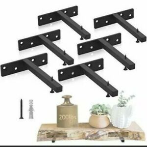 ChasBete Black Floating Shelf Brackets 6in Floating Shelf Hardware 6PCS Metal