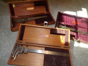 LOT OF 3 WITH BOXES STARRETT NO 454 12&#034; VERNIER HEIGHT GAGE IN CASE. Vintage