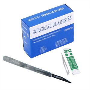 Dental Surgical Scalpel Sterilized Blades 11# 4.3*0.6cm &amp; 1PC Scalpel Handle