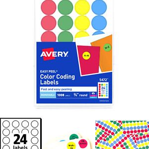 Avery Assorted Colors (Blue, Green, Red, Yellow) Removable Print or Write Col...