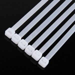 100pcs Zip Wrap Ties Cable Self-locking Nylon White Ties Wire Straps PLASTIC New