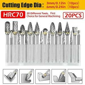 20PCS Rotary Burr Bit Tungsten Carbide Point Die Grinder Shank Carving Set