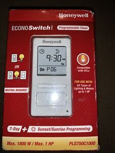 Honeywell PLS750C1000 Timer Switch with Sunrise Sunset Single or 3 Way
