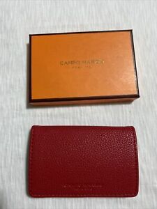 Campo Marzio Pebbled Faux Leather Magnetic Business Card Holder - Cherry Red