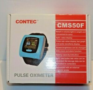 CONTEC CMS50F Wrist Pulse Oximeter with Finger Probe USB Cable - Blue