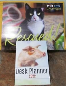 PETA &#034;Rescued!&#034;  2022 Wall Calendar &amp; Desk Planner~12 Month~New