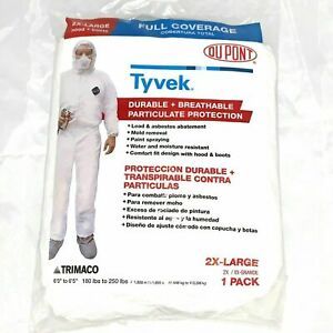 Dupont Tyvek Full Coverage Coveralls Suit w/ Hood &amp; Boots 2XL XXL 141242